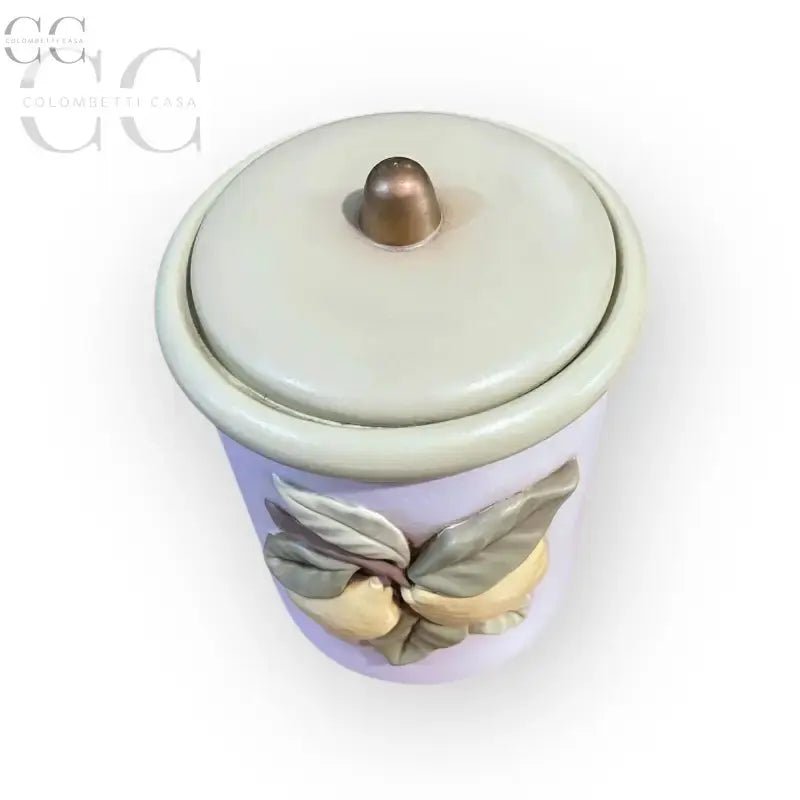 Barattolo limoni ceramica Egan con coperchio e decorazioni di frutta