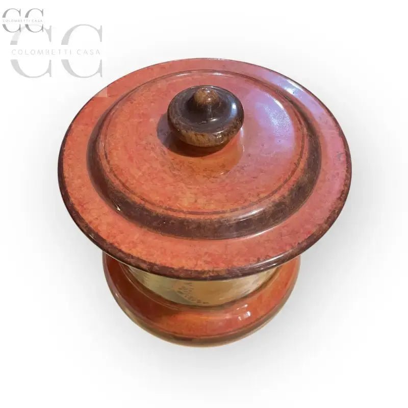 Barattolo rosso ceramica di Gubbio CAFF con coperchio in stile elegante e vivace