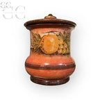 Barattolo rosso ceramica di Gubbio con design di frutta per tazze e tazzine
