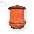 Barattolo rosso ceramica di Gubbio CAFF con coperchio, ideale per tazze e tazzine