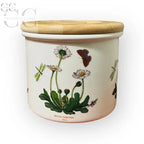 Contenitore cilindrico in ceramica Portmeirion con illustrazioni floreali e insetti