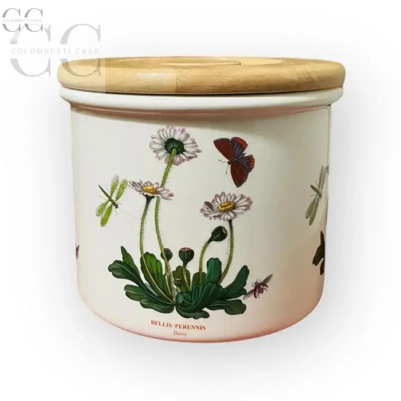 Contenitore cilindrico in ceramica Portmeirion con illustrazioni floreali e insetti