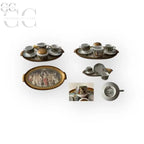 Set di tazzine e piatto in porcellana antica Botticelli-La Primavera