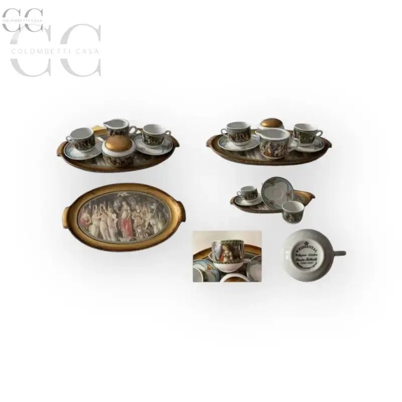Set di tazzine e piatto in porcellana antica Botticelli-La Primavera
