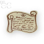 Etichetta a scroll con testo italiano su Botticelli-La Primavera vassoio ovale in legno