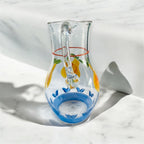 Brocca in vetro dipinto a mano decoro mele Studio Pitti hand-painted glass pitcher with apple design