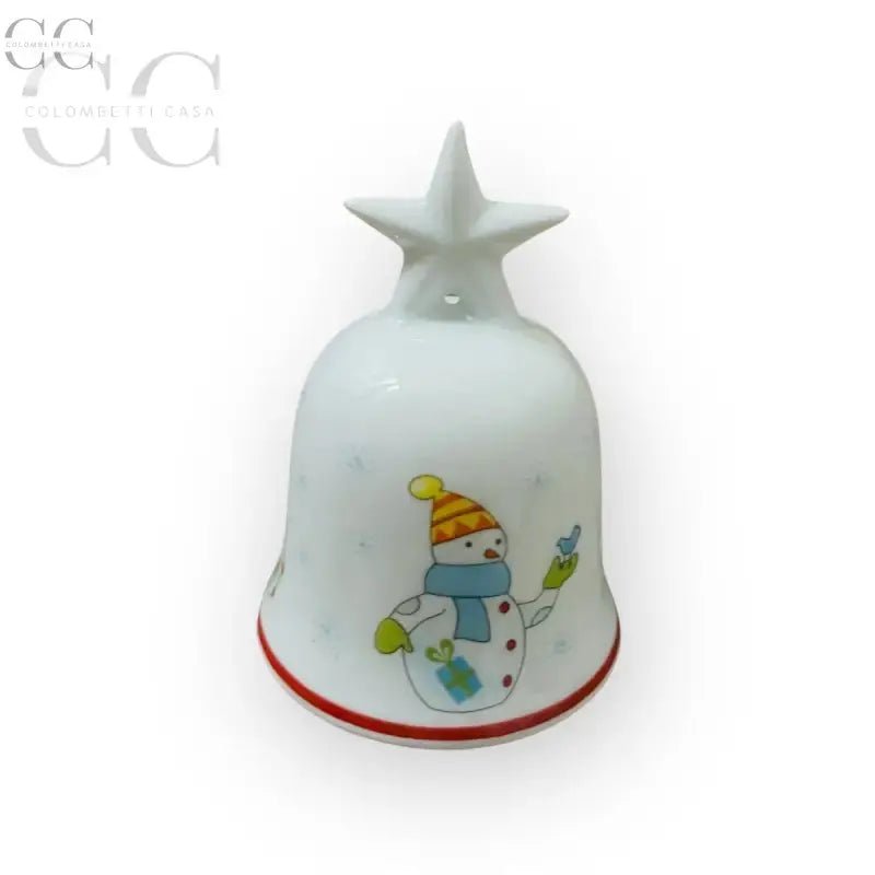 Campanella in ceramica bianca con design di pupazzo di neve Richard Ginori