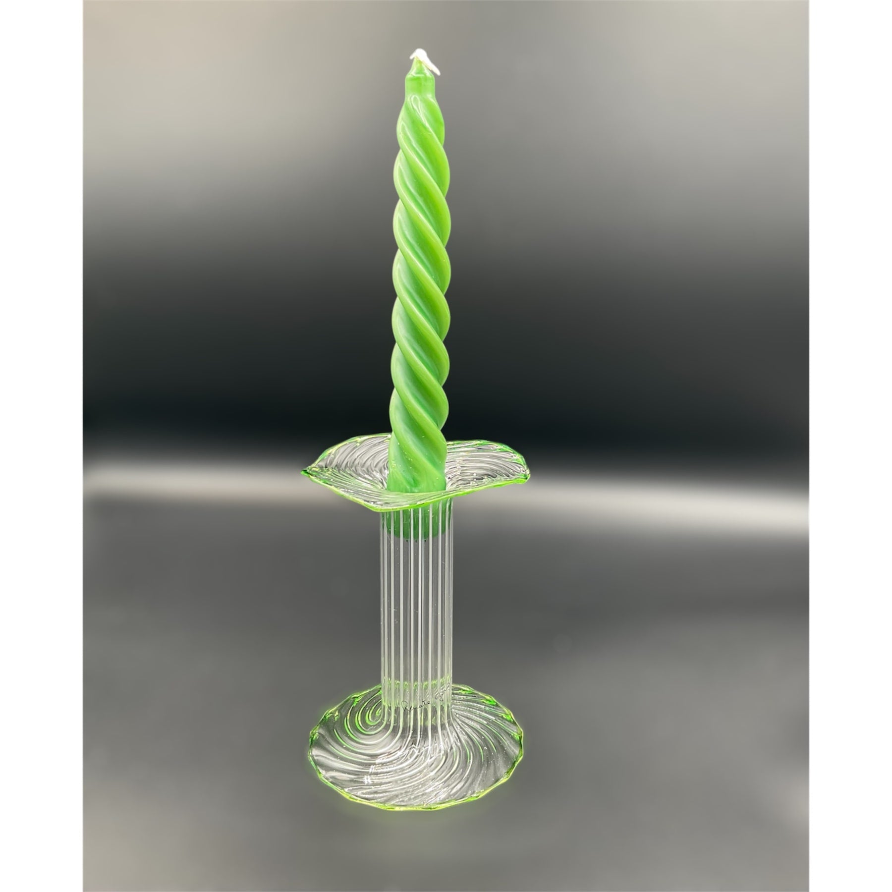 Candeliere vetro di Murano Renata Gandini con bordo verde