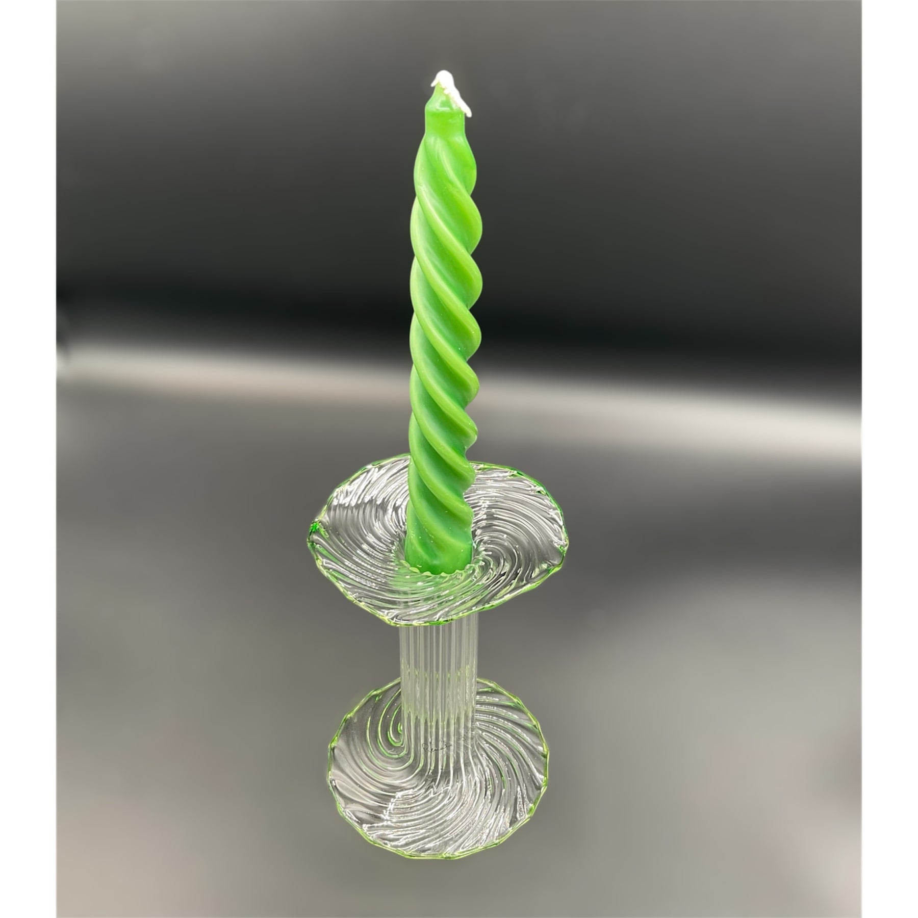 Candeliere vetro di Murano Renata Gandini con bordo verde