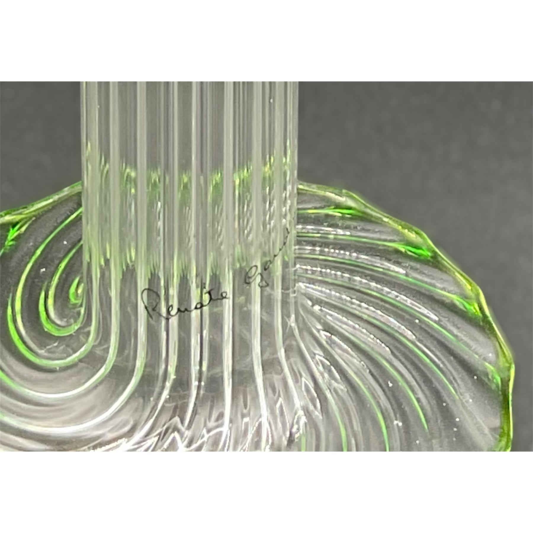 Candeliere vetro di Murano Renata Gandini con bordo verde