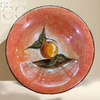Centro tavola Alzatina ceramica di Gubbio in tema arancione, Mastro Giorgio tazze decorativa