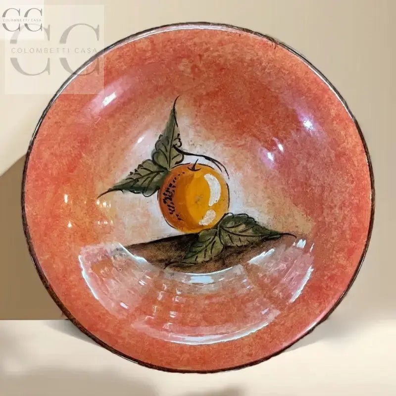 Centro tavola Alzatina ceramica di Gubbio in tema arancione, Mastro Giorgio tazze decorativa