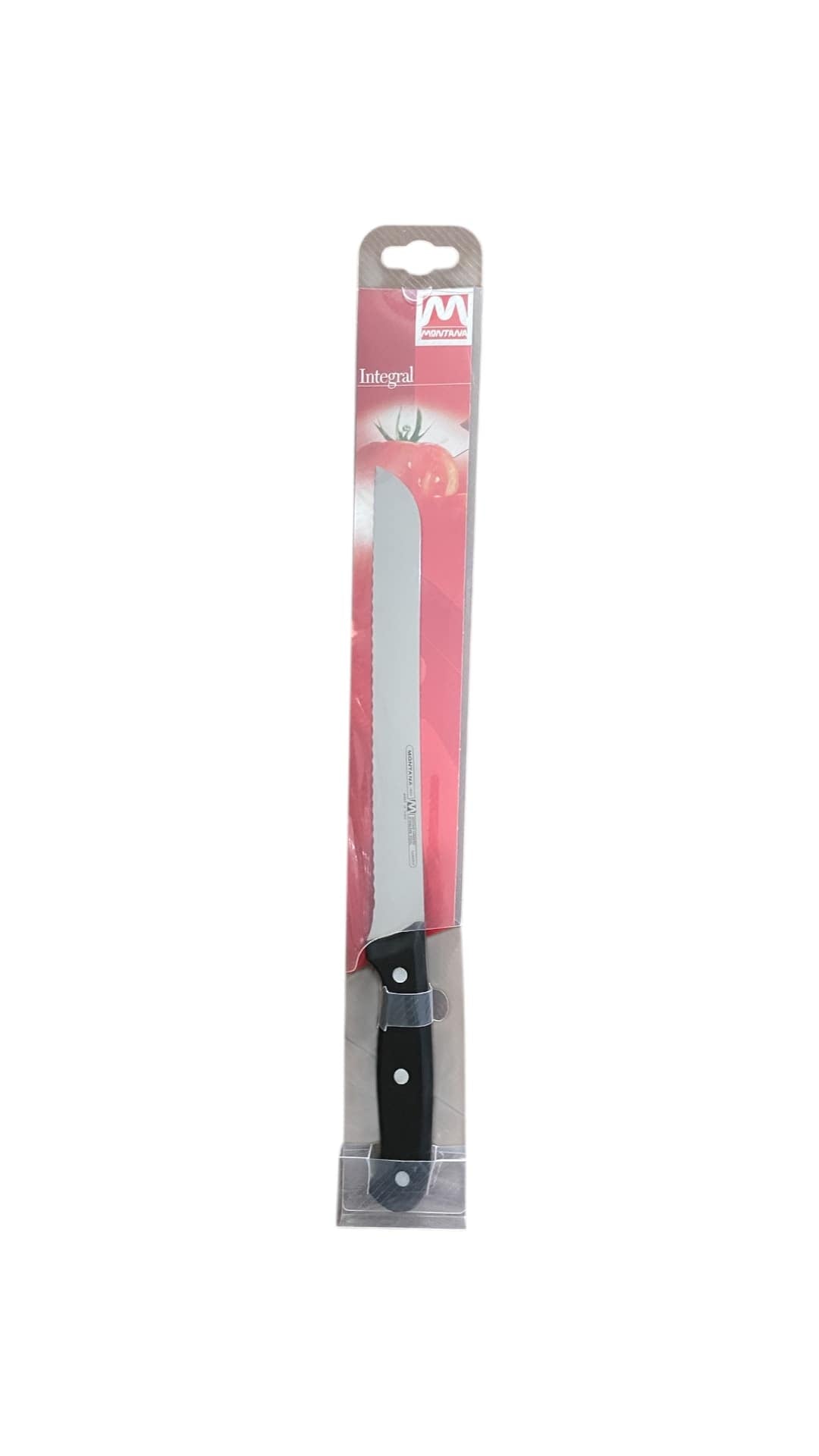 Coltello pane con manico nero in resina Montana