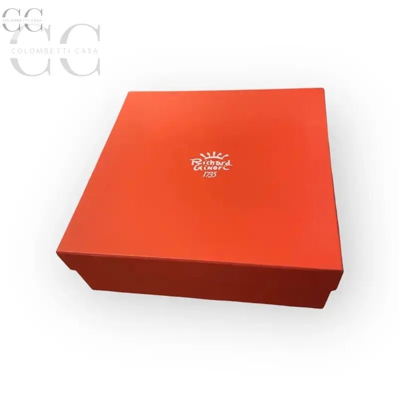 Scatola quadrata arancione del servizio Richard Ginori, ideale per tazze e tazzine