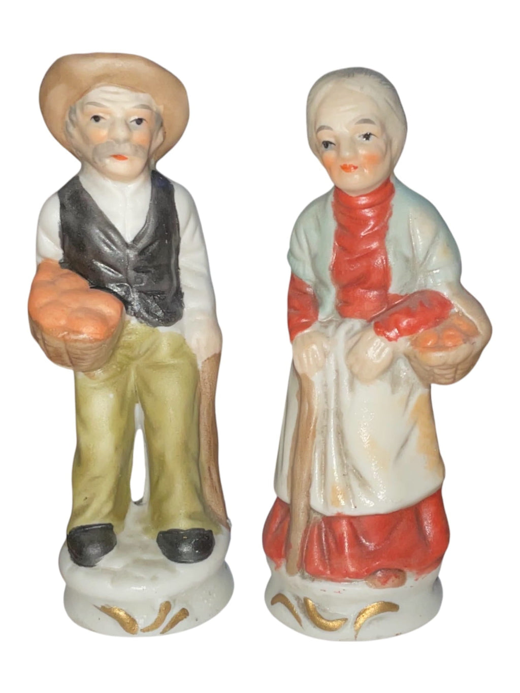 Coppia statuette - i nonni contadini in porcellana