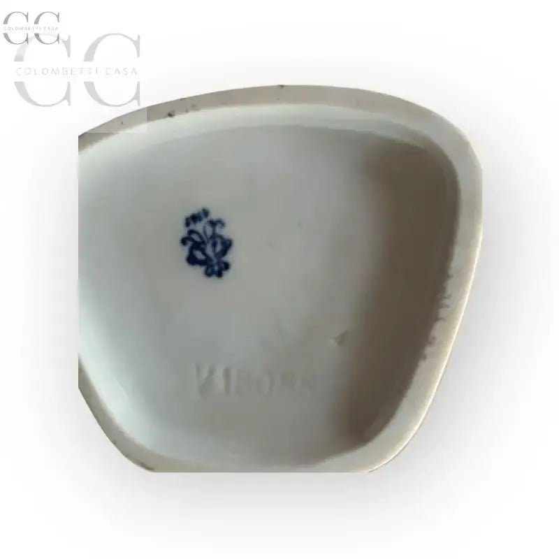 Base in ceramica bianca con stampa floreale blu cobalto per tazze Gallo Cedrone