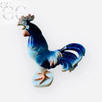 Gallo Cedrone in ceramica blu cobalto con oro, ideale per tazze e tazzine eleganti