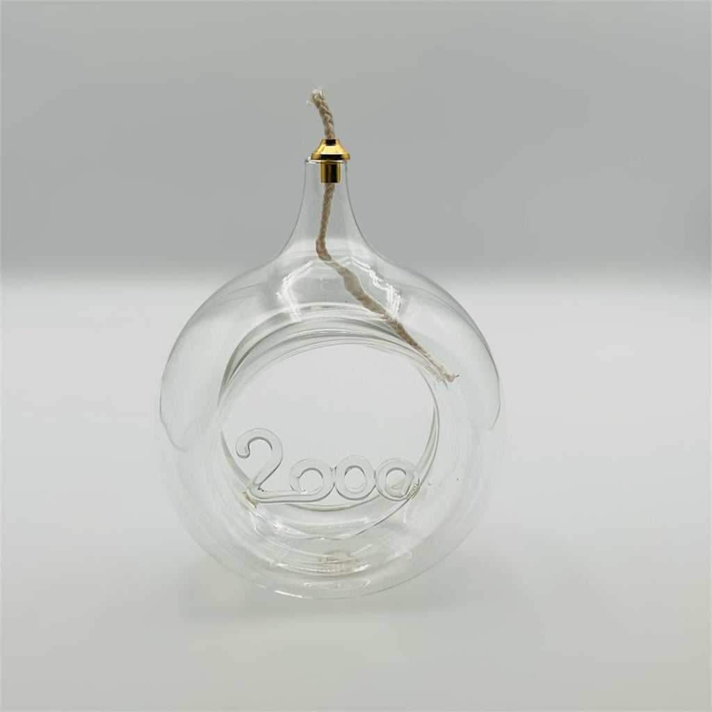 Lampada ad olio in vetro trasparente