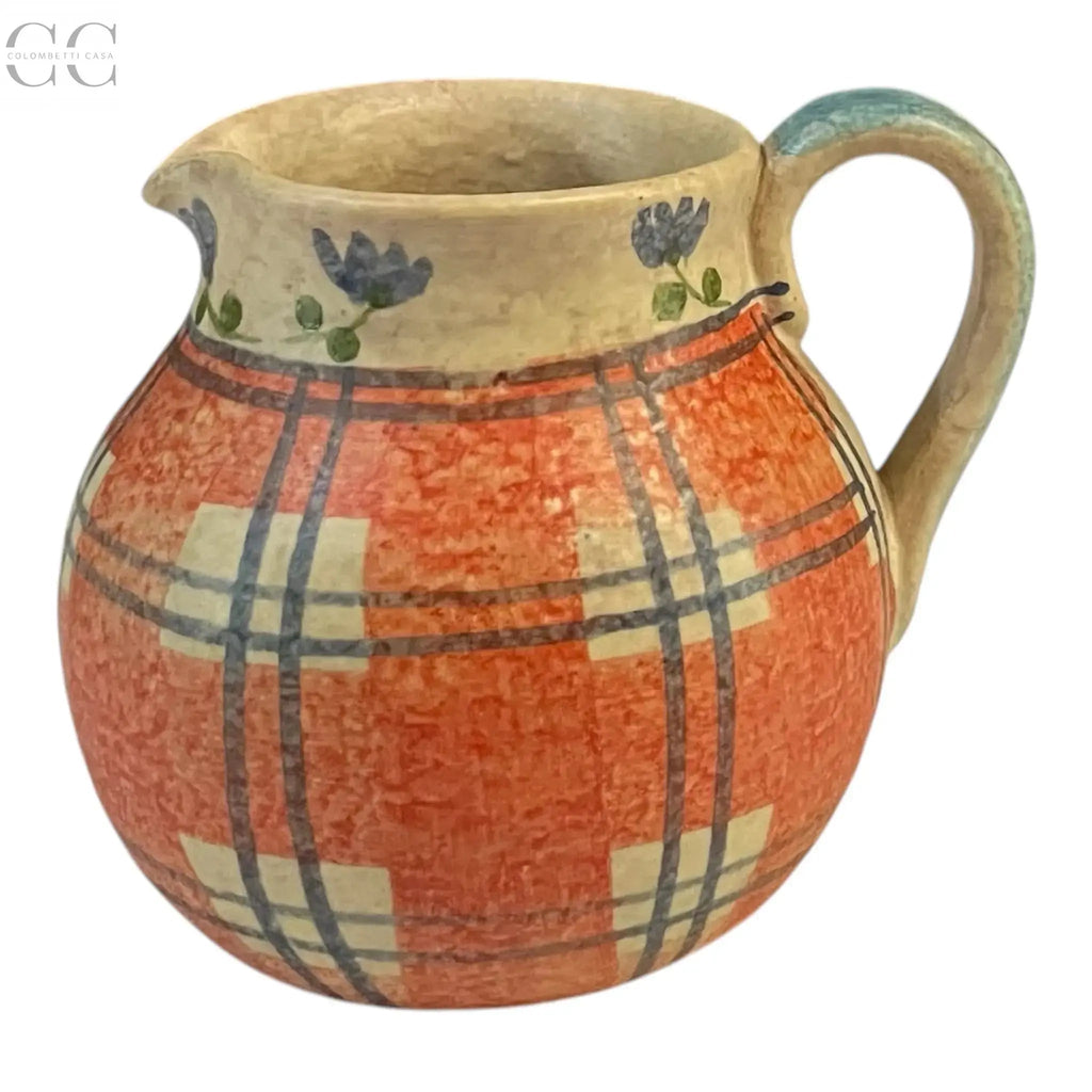 Lattiera decoro scozzese rosso e blu ceramica Italica Ars Colombetti Casa