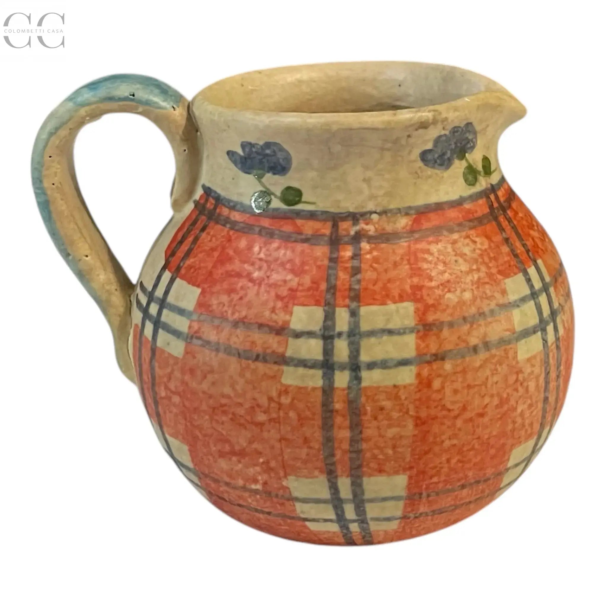 Lattiera decoro scozzese rosso e blu ceramica Italica Ars Colombetti Casa