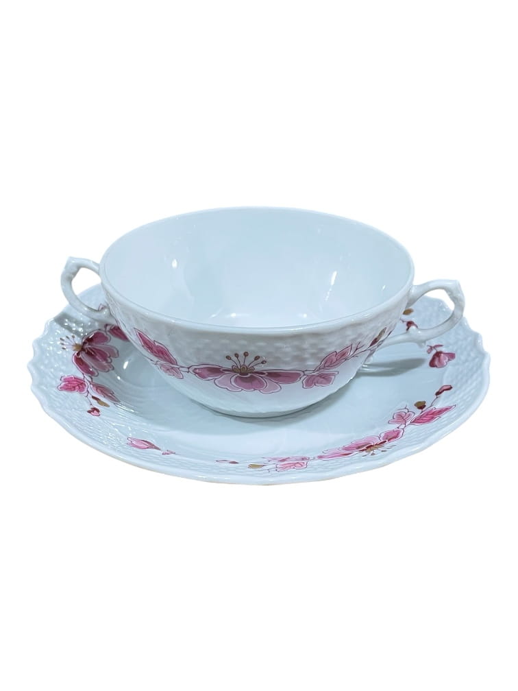 Tazza da brodo vecchio Ginori fiori rosa