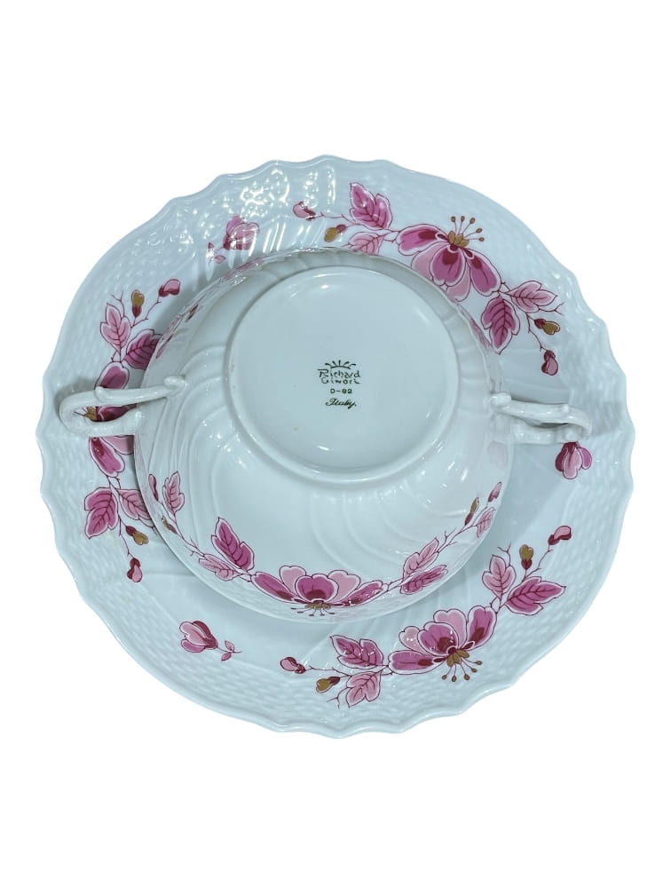 Tazza da brodo vecchio Ginori fiori rosa