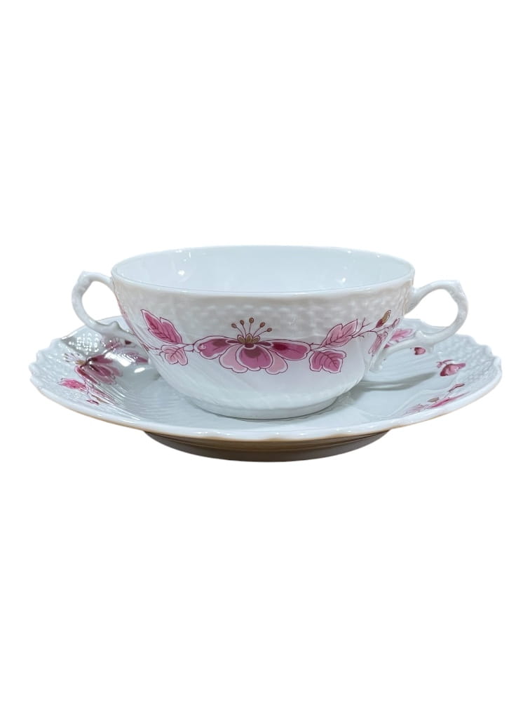 Tazza da brodo vecchio Ginori fiori rosa