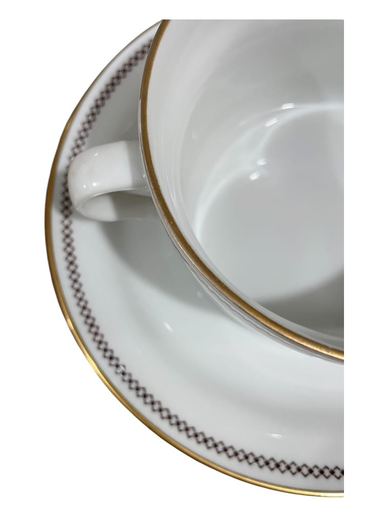 Tazza da brodo filo oro e greca marrone porcellana Ginori