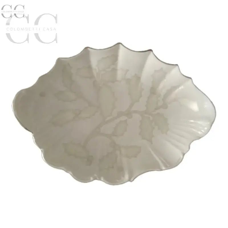Piatto decorativo bianco a forma di foglia della porcellana Richard Ginori Marescialla