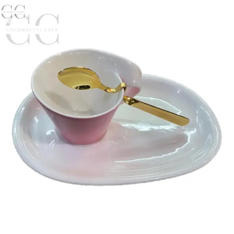 Tazza colazione Villeroy&Boch con cucchiaino dorato, tazze eleganti e raffinate