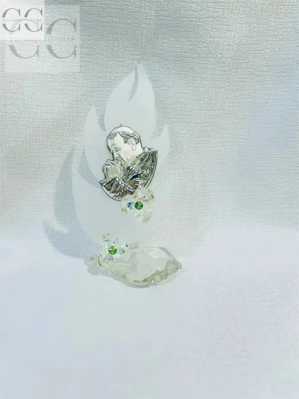 Figura di ragazzo che prega con accenti in cristallo, Papa Wojtyla in argento