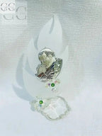 Figura religiosa di Papa Giovanni Paolo II con cristalli e base in vetro