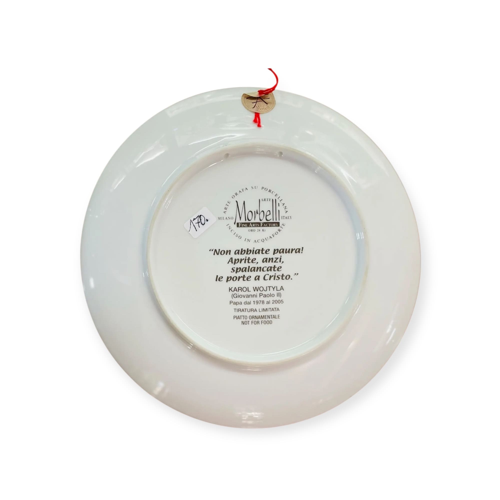 Papa Wojtyla piatto inciso porcellana Morbelli