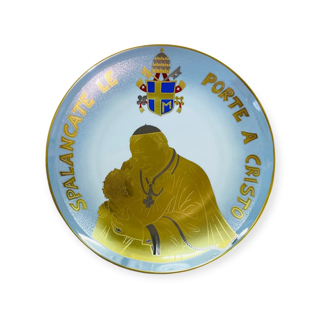 Papa Wojtyla piatto inciso porcellana Morbelli