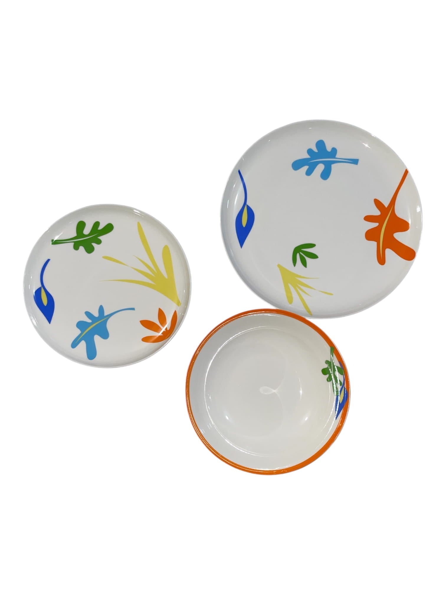 Piatti set 18 pezzi foglie multicolor porcellana bone china
