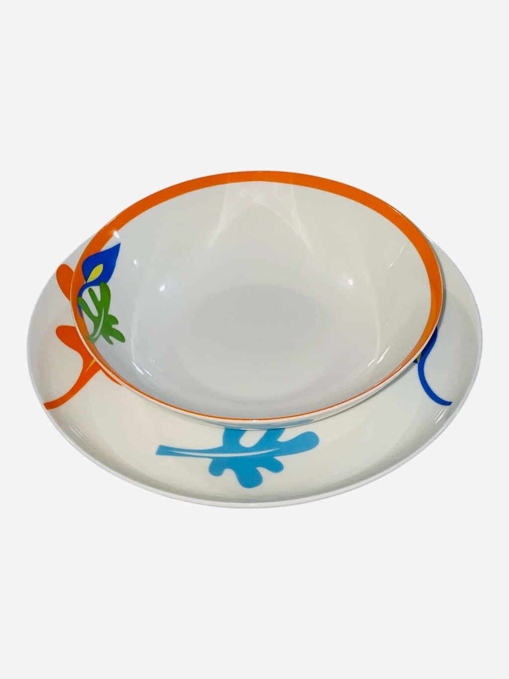 Piatti set 18 pezzi foglie multicolor porcellana bone china