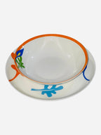 Piatti set 18 pezzi foglie multicolor porcellana bone china