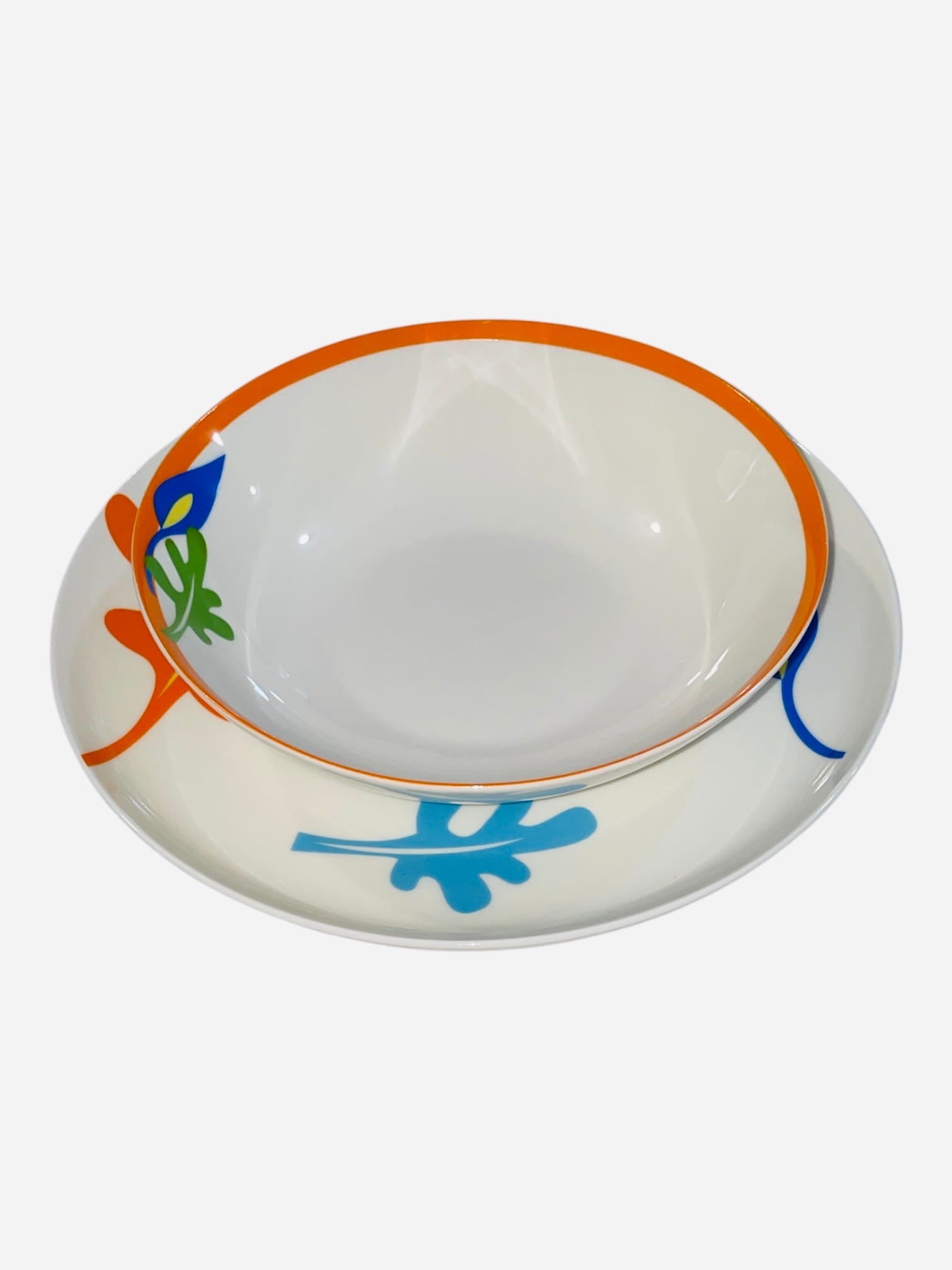 Piatti set 18 pezzi foglie multicolor porcellana bone china