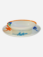 Piatti set 18 pezzi foglie multicolor porcellana bone china