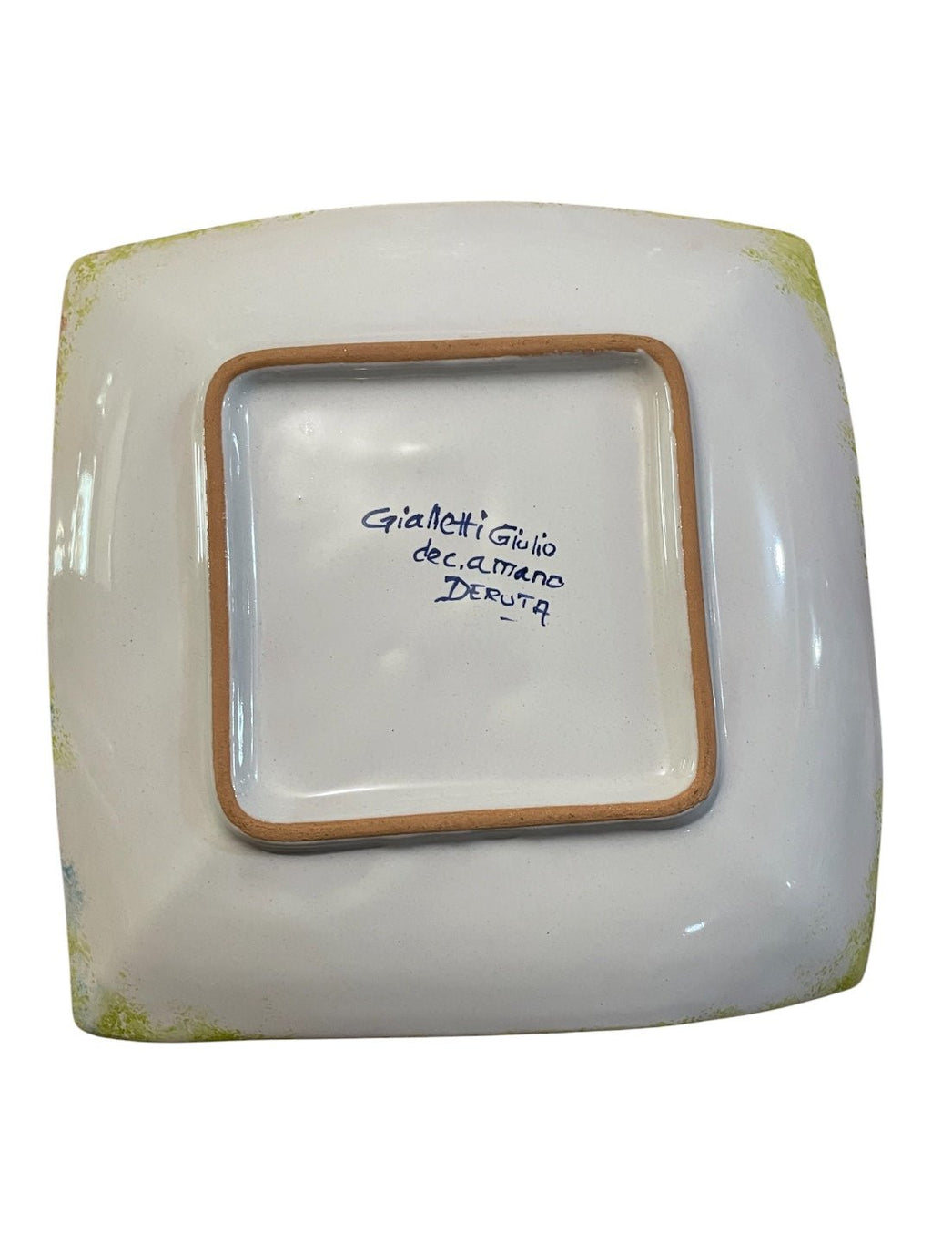 Piattino quadrato in ceramica Deruta dipinta a mano