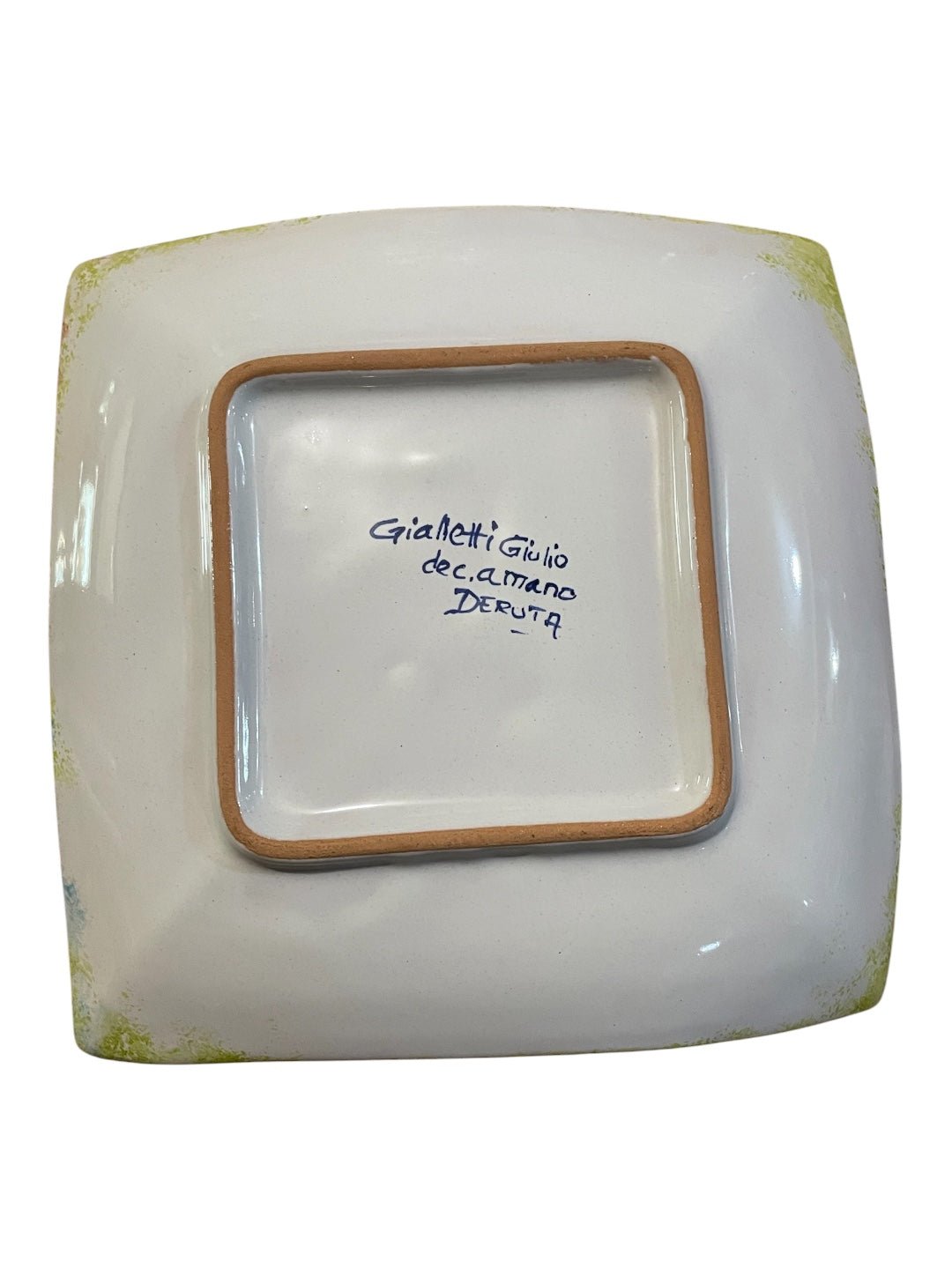 Piattino quadrato in ceramica Deruta dipinta a mano