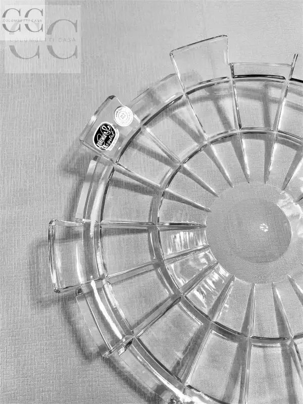 Piatto centro tavola taglio moderno in cristallo Boemia, piatto di vetro trasparente