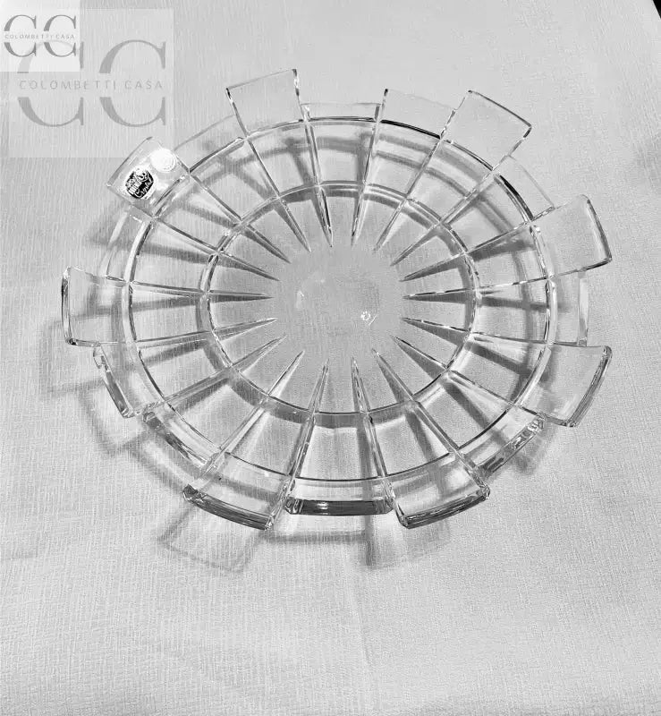 Piatto centro tavola in cristallo Boemia, piatto circolare in vetro trasparente