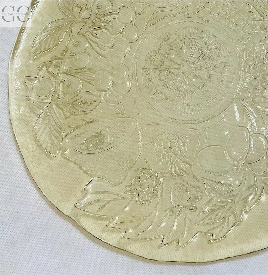 Piatto da portata vetro color ambra decoro frutta Colombetti Casa