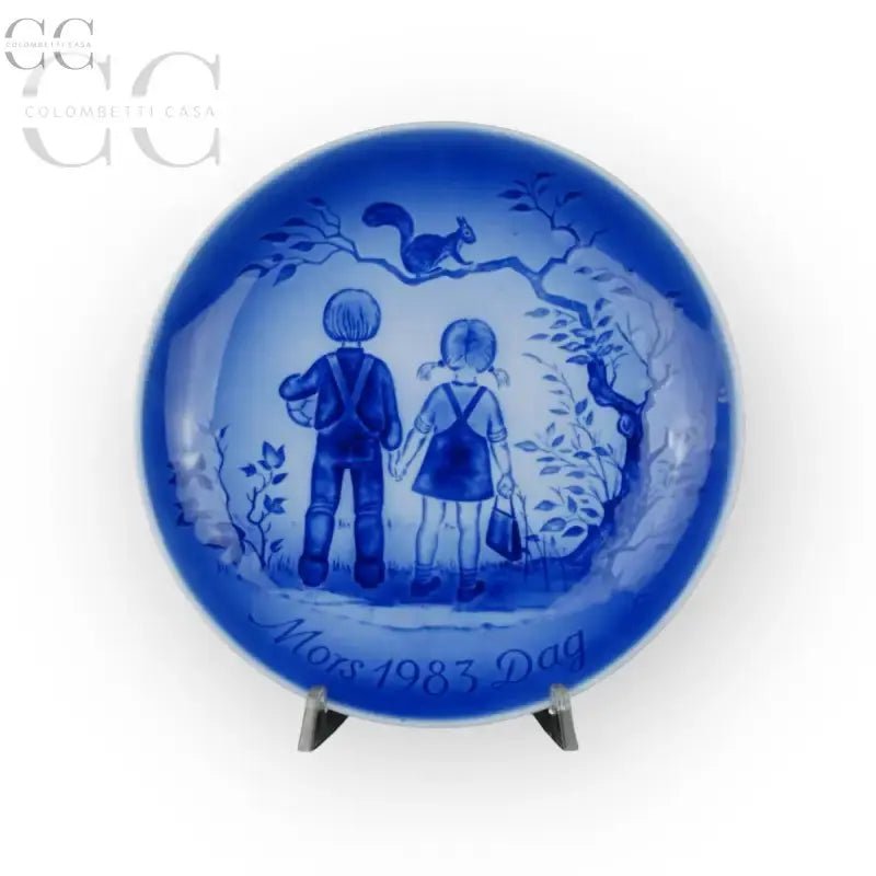 Piatto della Mamma 1983 di Florindo Besozzi con design blu e bianco decorativo