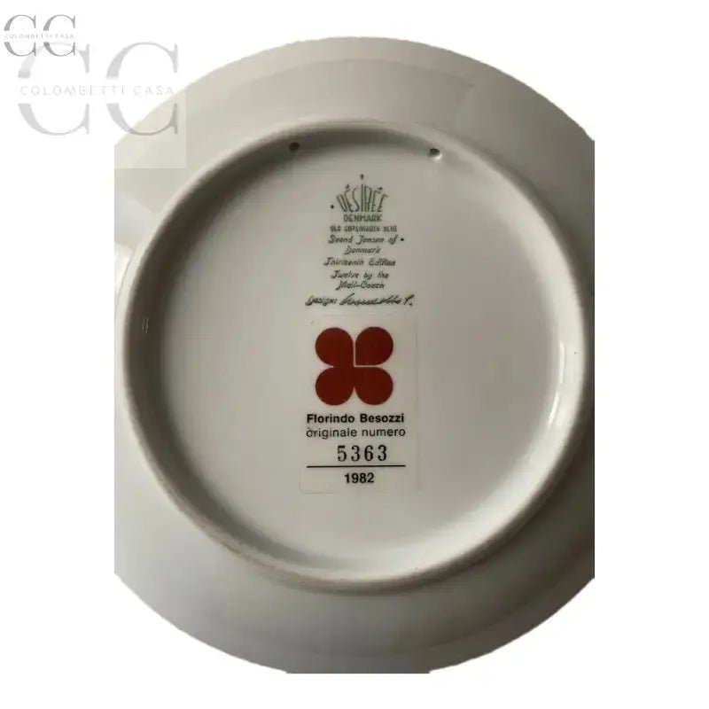 Piatto decorativo in ceramica NATALE-Piatto 1982 Desiree Florindo Besozzi, old Copenhagen blue