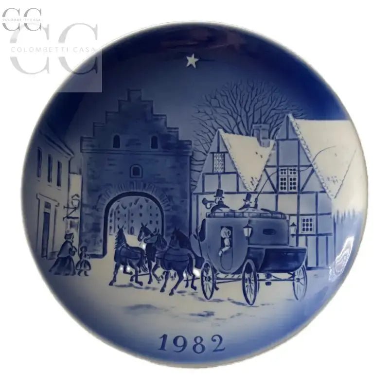 Piatto decorativo blu e bianco NATALE-Piatto 1982 Desiree Florindo Besozzi old Copenhagen blue