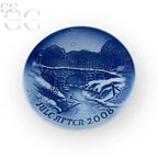 Piatto Natale 2008 Bing&Grondahl in porcellana danese con design blu decorativo