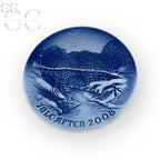 Piatto Natale 2008 Bing&Grondahl in porcellana danese con design blu decorativo