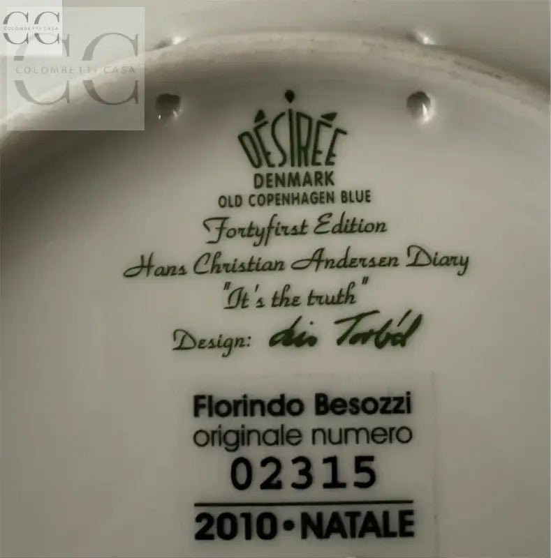 Backstamp del piatto Piatto Natale 2010 Desiree Florindo Besozzi, Old Copenhagen Blue